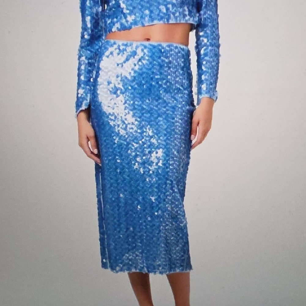 TOCCIN Leilani Pencil Skirt In Steel Blue Size 6 $495